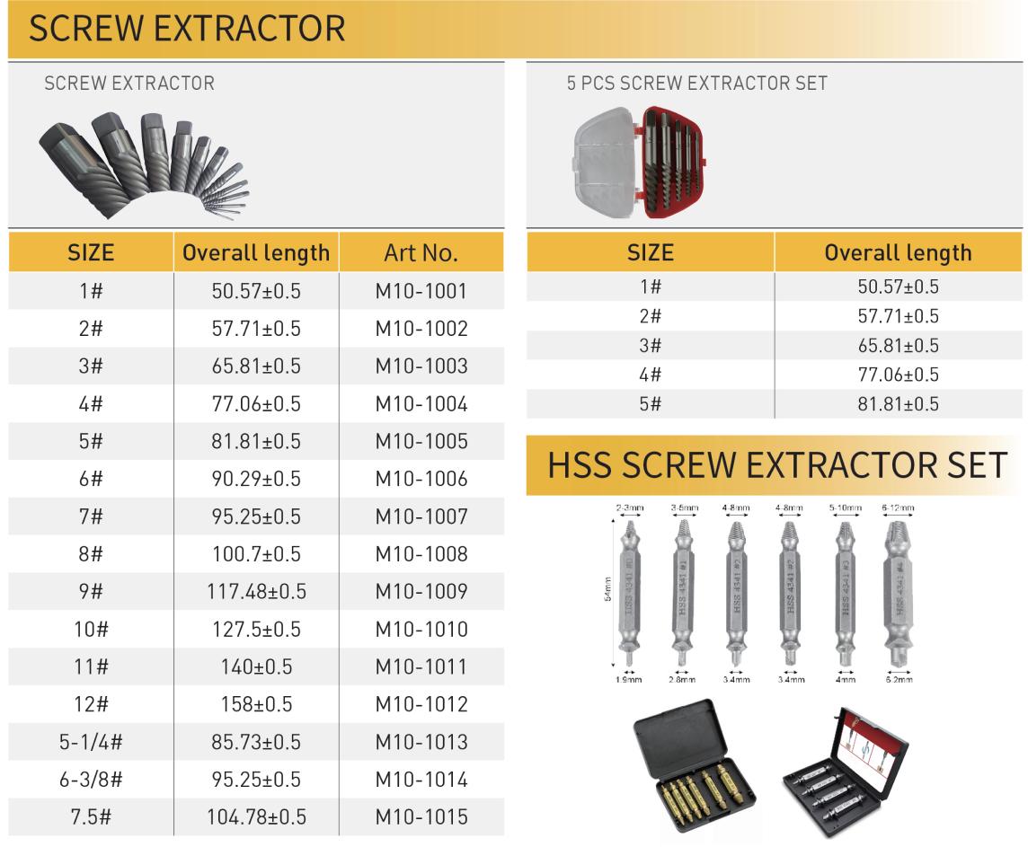 hardness and durability screw extractor size